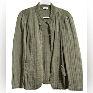 J.Jill Pure Jill Cotton-Gauze Jacket in Olive Green Size Medium